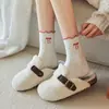 Calcetines sin costuras estilo primavera y otoño con borde de oreja de madera, puntos de dibujos animados, lazo de arena, calcetines largos, calcetines con estampado de animales lindos, venta al por mayor de Zhuji