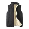 Chaleco grueso de algodón con forro polar para hombre, estilo otoño e invierno, cuello alto, acolchado y repujado, cálido, con forro de lana de cordero, adecuado para padres de mediana edad y mayores