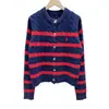 Cardigan Clásico de Punto a Rayas para Mujer, Otoño e Invierno, Cuello Redondo, Corte Ajustado, Abrigo Suéter Versátil