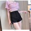 Shorts Casuales de Verano de Cintura Alta Adelgazantes con Cordón para Mujer, Diseño Petite, Shorts Negros Únicos