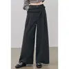 Colección Otoño 2026: Pantalones Casuales Grises de Cintura Alta para Mujer, Diseño Estilo Coreano, Pantalones Únicos y de Corte Holgado