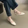 Zapatos Mary Jane Plateados Estilo Francés 2026 Nuevos de Primavera Zapatos Planos de Gama Alta Elegantes Zapatos de Noche Zapatos de Cuero de Tacón Bajo