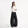 Ropa de Mujer de Seda Naranja # Jeans Originales de Mezclilla Negra Sickle Corte Limpio Tendencia de Nicho Sueltos Casual Versátiles Pantalones