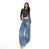 Jeans Laranja#Cáqui Infantil Relaxado de Perna Larga Feminino Cintura Alta Solto Emagrecimento Escondendo Defeitos Casual Versátil Calça Banana