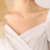 Colar Europeu e Americano Transfronteiriço em Aço Inoxidável 316L Banhado a Ouro com Zircônia e Diamante Único, Estilo Ins Francês, Luxo Leve, Vintage, Versátil