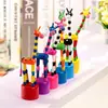 Brinquedos Educacionais de Madeira para Crianças Balanço de Mola Enfeites de Animais Pequenos Girafa de Balanço Barril de Madeira Polegar Bebê Fofo e Divertido