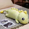 Almofada de dinossauro xadrez para meninas dormirem na cama, brinquedo de pelúcia calmante, travesseiro longo para grávidas dormirem de lado com as pernas entre o travesseiro e a cama