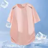 Camiseta Simples de Manga Curta com Estampa Bidirecional para Casal, Tecido de Seda Gelada de Secagem Rápida para Esportes ao Ar Livre, Modelagem Solta, Versátil, Moderna, Respirável e que Absorve a Umidade