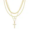 Amazon Transfronterizo Nuevo Collar con 26 Letras Iniciales Moda Colgante de Cruz Personalizado Collar Multicapa Joyería para Mujer