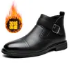 Botines de tobillo para hombre de talla grande de cuero genuino transfronterizos, Botas de cuero de caña media con punta redonda, formales de negocios, Botas estilo Martin con hebilla, estilo británico