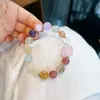 Pulsera de Cristal Natural con Cuentas Multi-Tesoro para Niñas, Pulsera de Cubo de Azúcar Peonía de Lujo Ligero a la Moda, Venta al por Mayor Dropshipping