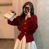 Suéter Cardigã Estilo Tweed para Mulheres 2023 Design Francês Preto Nicho Cinto na Cintura Elegante Jaqueta Tricotada Top Moderno