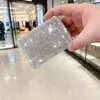 Portatarjetas de acordeón con diamantes completos, portatarjetas bancarias metálicas anti-desmagnetización con múltiples ranuras para tarjetas, tarjetero de negocios portátil exquisito con adornos de diamantes al por mayor