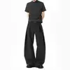 Pantalones Plisados de Tiro Alto con Silueta A de Estilo Americano para Hombre Verano 2026 Cleanfit Sueltos Caídos Largos hasta el Suelo