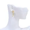 Brincos de Aço Inoxidável com Zircônia Inlaid de Ouro Real 14K, Cor que Não Desbota, Cruz Íris, Acessórios para Brincos Feitos à Mão DIY, Joias para Orelha