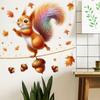 Adesivos de Parede de Esquilo Fofo de Desenho Animado com Pinhas Decorativos para Sala de Estar, Entrada, Quarto, Autoadesivos, Pintura, Removíveis, Adesivos de Parede de PVC
