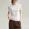 Tencel Ice T-shirt Feminino Em Torno Do Pescoço Ombro Slim-fit Lyocell Manga Curta Verão Novo Pulôver Top de alta qualidade