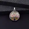 Pedra Natural Cristal Ágata Joias Redondas Liga Árvore da Fortuna Pingente Colar Acessórios Grandes Joias Comércio Exterior Venda Quente
