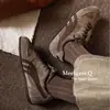 2026 Novos Sapatos de Treino Alemães de Couro Genuíno Merade Retrô Versátil Moda Casual Calçados Esportivos Color Blocking Feminino 6618-53