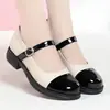 Sapatos femininos Mary Jane, sapatos de couro de tira única, estilo verão feminino, couro macio retrô, bico redondo, salto baixo, estilo preppy, sapatos de couro franceses de tira única
