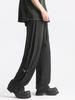 Pantalones de seda de hielo para hombre, de verano, finos, holgados, de marca moderna, para adolescentes, deportivos, de pierna ancha, rectos, negros, informales.