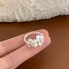 Anillo de Flor de Gardenia Estilo Lujo Ligero, Moderno y Versátil, Diseño de Alta Gama, Anillo Abierto, Exquisito y Elegante, Anillo de Dedo Índice de Moda