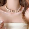 Colar de Pérolas Cruz Irregular Feminino High-End Acessível Luxo Nicho Único Corrente Clavícula Colar 2025 Novos Acessórios