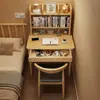 Escritorio de Computadora para Apartamento Pequeño Hogareño de Madera Maciza de 60 cm con Estantería Integrada Escritorio de Estudio para Estudiantes Escritorio de Noche para Dormitorio