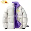 Chaqueta de Algodón Simple de Moda Coreana para Hombre con Bloques de Color, Nueva Abrigo Grueso Cálido de Invierno con Cuello Alto para Jóvenes