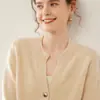 Cárdigan de Cachemir para Mujer 2026 Primavera y Otoño Nuevo Estilo Medio Abierto Cuello en V Cárdigan de Lana Suéter Abrigo Pequeño Tejido de Cachemir
