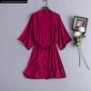 Pijamas e Robes Sexy Europeus e Americanos Transfronteiriços para o Verão, Seda de Gelo Feminina Fina Solta Cor Sólida Roupão de Noiva para a Manhã Madrinha
