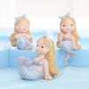 Adornos de resina para pastel de coche de sirena de cuento de hadas, soporte creativo para teléfono móvil de dibujos animados para escritorio de casa, adornos para pecera