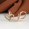 Pendientes de huella de pie pequeña con forma de corazón hueco, superventas transfronterizos, pendientes para mujer con diseño de huella de corazón incrustado de diamantes