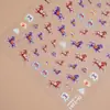 Redanco5D Relieve Popular Pegatina para Uñas Azul y Blanco Color Porcelana Esmaltada Caballo Estéreo Calcomanía para Uñas Dr1281