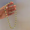 Collar de Cuentas de Mijo Turquesa de Gama Alta Estilo Antiguo para Mujer Cadena de Clavícula Multi-Tesoro de Grano de Arroz