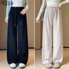 Pantalones de maternidad para primavera y otoño 2026, estilo nuevo, sin apretar, para figuras petite, tallas grandes, sin soporte para el vientre, pantalones de pierna ancha con cordón para otoño