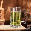 Jingxiang vaso de agua de vidrio transparente gran capacidad para el hogar resistente al calor engrosado taza de té con asa Cerveza Cerveza Cerveza Taza Casa de té Bar