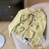 Estilo Novo Outono e Inverno Gola Redonda Laço de Amor Renda Tricô Cardigã Moda Feminina Elegante Estilo Lady Sweater Jaqueta