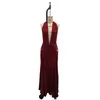 Comercio Exterior Ropa de Mujer Estilo Europeo y Americano 2026 Primavera/Verano Nueva Moda Sexy Halter con Escote Profundo Espalda Descubierta Abertura Color Sólido