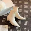 Botines Negros de Punta Fina con Cuña Estrecha para Mujer 2026 Otoño/Invierno Nuevo Estilo Coreano Botines Pequeños Color Nude Retro Adelgazantes que Aumentan la Altura Botas Cortas