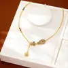 Collar Antiguo Estilo Chino Chapado en Oro con Esmalte Borla de Esmalte Colgante Redondo Cadena para Clavícula para Mujeres, Joyería Duradera
