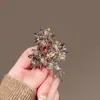Broche de Flor de Cristal Brillante para Mujer, Pin de Moda Exquisito de Gama Alta, Corsage de Lujo Ligero, Accesorios Elegantes para Abrigo