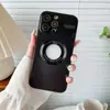 Funda con espejo protector de ventana grande de succión magnética con logo, adecuada para carcasa de teléfono móvil iPhone 15, cubierta protectora de carga mate Apple 14 13