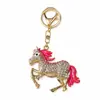 Chaveiro Cavalo Galopante com Strass Fofo Liga Metálica Incrustada com Strass Chaveiro de Carro Cavalo Galopante Pingente de Bolsa Acessórios de Presente Venda por Atacado