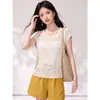Top de crochê vazado estilo férias para mulheres, nova blusa versátil de verão estilo francês, justo, com mangas sino