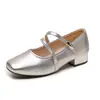 Venda Quente Sapatos Femininos Franceses de Salto Baixo Mary Janes 2026 Elegantes Sapatos de Couro com Salto Bloco Novidades de Outono Bico Quadrado Sapatilhas Baixas