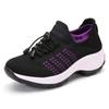 2025 Novo Sapatos de Malha Fly-Knit Tamanho Grande Transfronteiriços Sapatos da Moda para Mães Sapatos Meia da Moda Respiráveis Esportivos Femininos