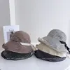 Sombrero de Pescador Retro Rayado de Moda para Mujer, Sombrero de Sol de Tela Versátil Plegable Portátil con Cinta de Bloqueo de Color de Verano
