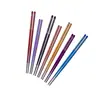 Palillos de Acero Inoxidable 304 para Uso Doméstico, Palillos Cuadrados Semicirculares Grabados con Láser, Patrón Rectangular Creativo, Palillos Públicos de Hotel, Palillos Antideslizantes para Comer