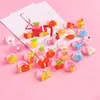 Anillo de resina de dibujos animados para niños coreanos, lindo anillo pequeño rosa, anillo de dedo ajustable, joyería, regalo para niños, lote